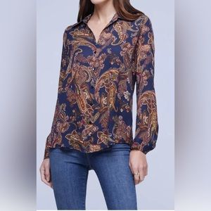 Nina Long Sleeve Sheer Silk Blouse In Midnight Multi
Large Paisley